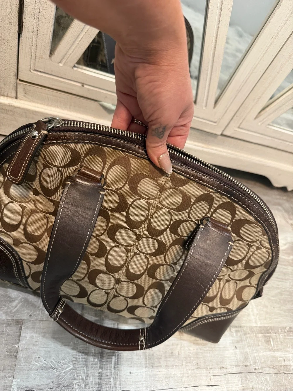 Coach Signature Miranda jacquard turnlock legacy tote bag Brown Hampton vintage